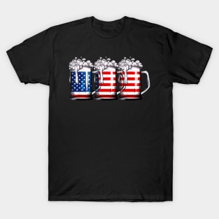 Beer American Flag T-Shirt 4th of July Men Women Merica USA T-Shirt